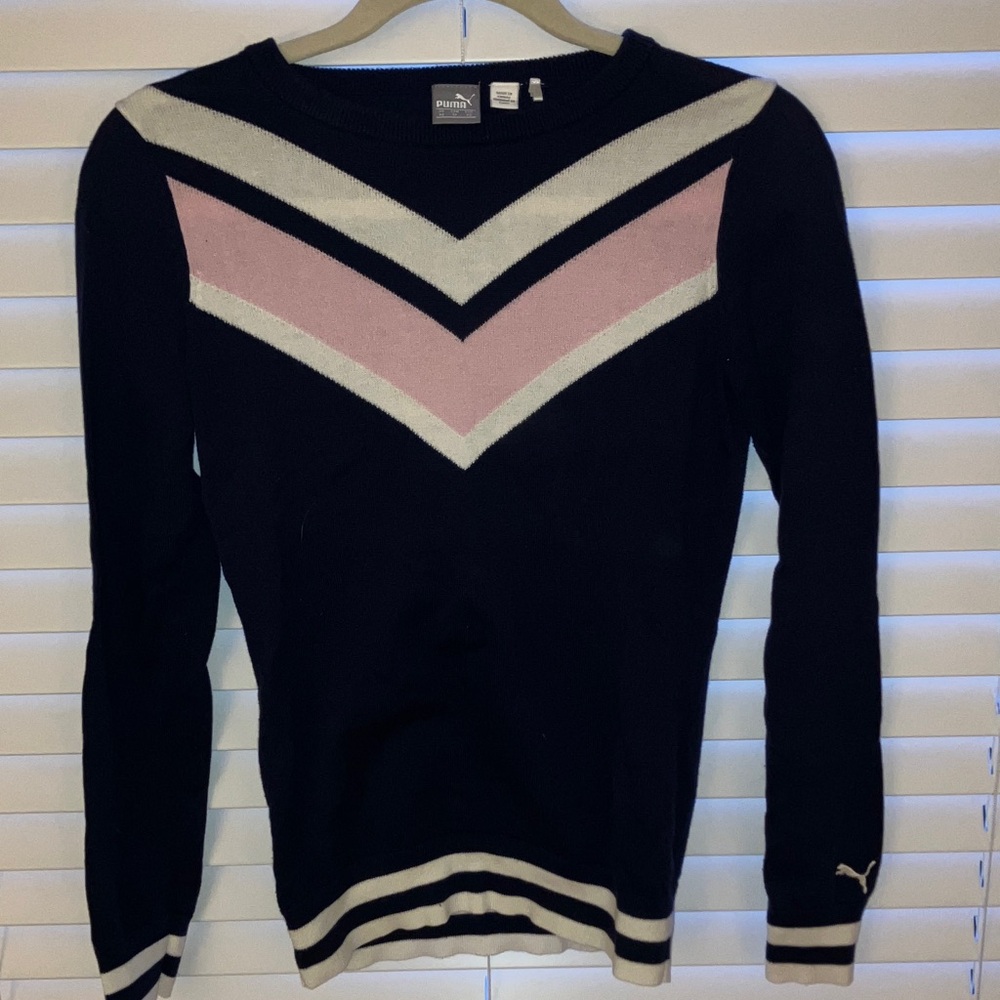 Puma Women’s Black Sweater with Pink & Cream Chevron